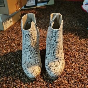Maurices Gray Snake Print Ankle Booties